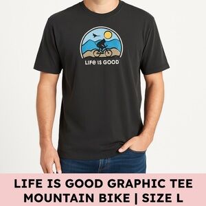 Life Is Good Crusher Tee 100% Cotton Mountain Biker Graphic Black L Outdoorcore